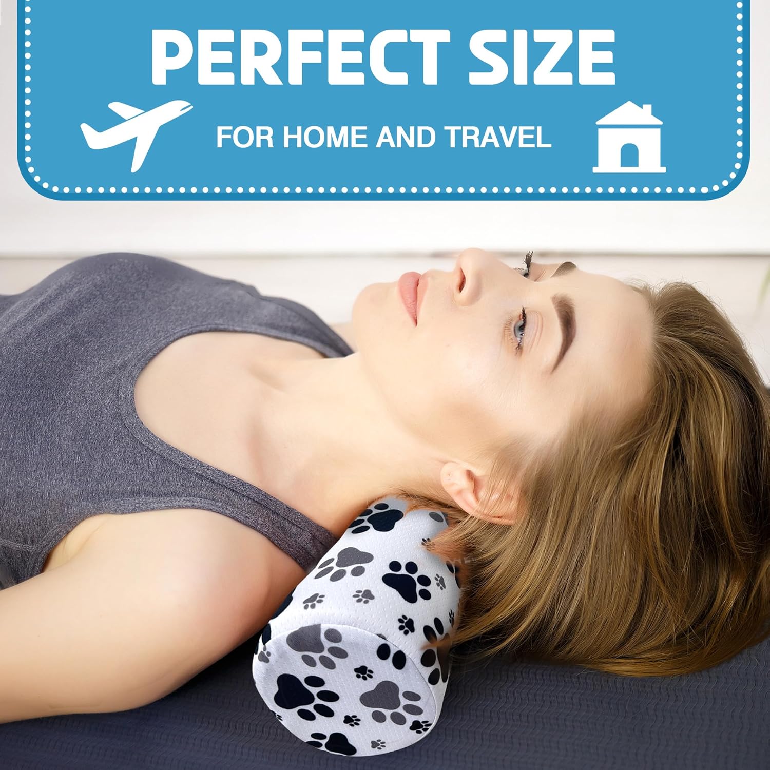Neck Roll Pillow for Sleeping,Ergonomic Cylinder Tube Pillows for Cervical Spine and Neck Support,Versatile Roll Pillow for Bed,Office,and Travel,Memory Foam Bolster with Washable Cover - Image 5