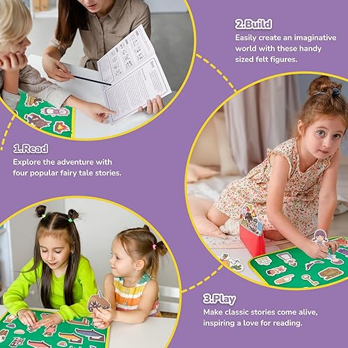 Miniatura 2 de CHEFAN Paquete de 12 historias de tablero de fieltro, cuentos de franela de cuento de hadas con una tabla plegable para actividades preescolares,