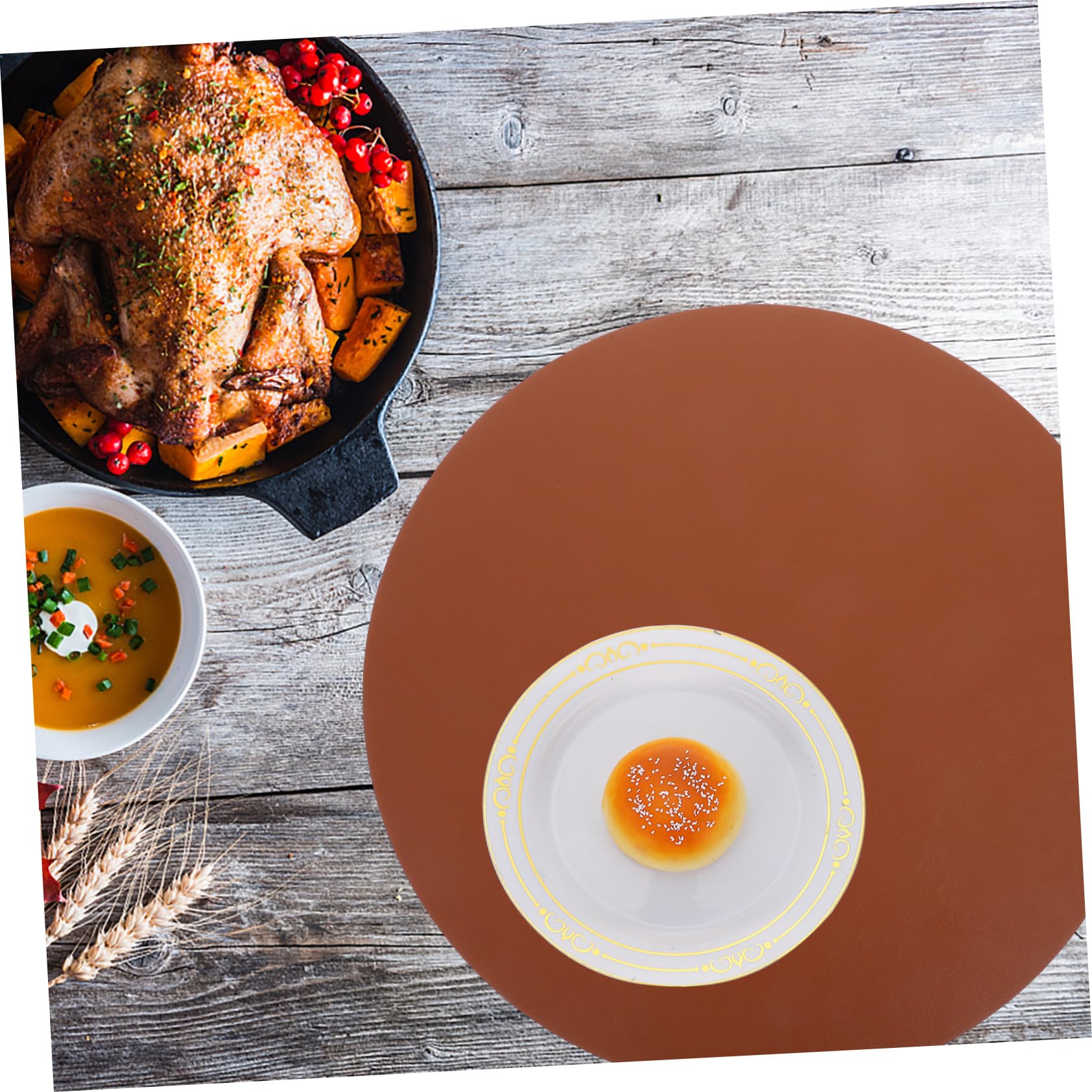 6pezzi Tovagliette in Similpelle Tovagliette Rondè Lavabili Per Da Pranzo in Similpelle Semplici Per Casa