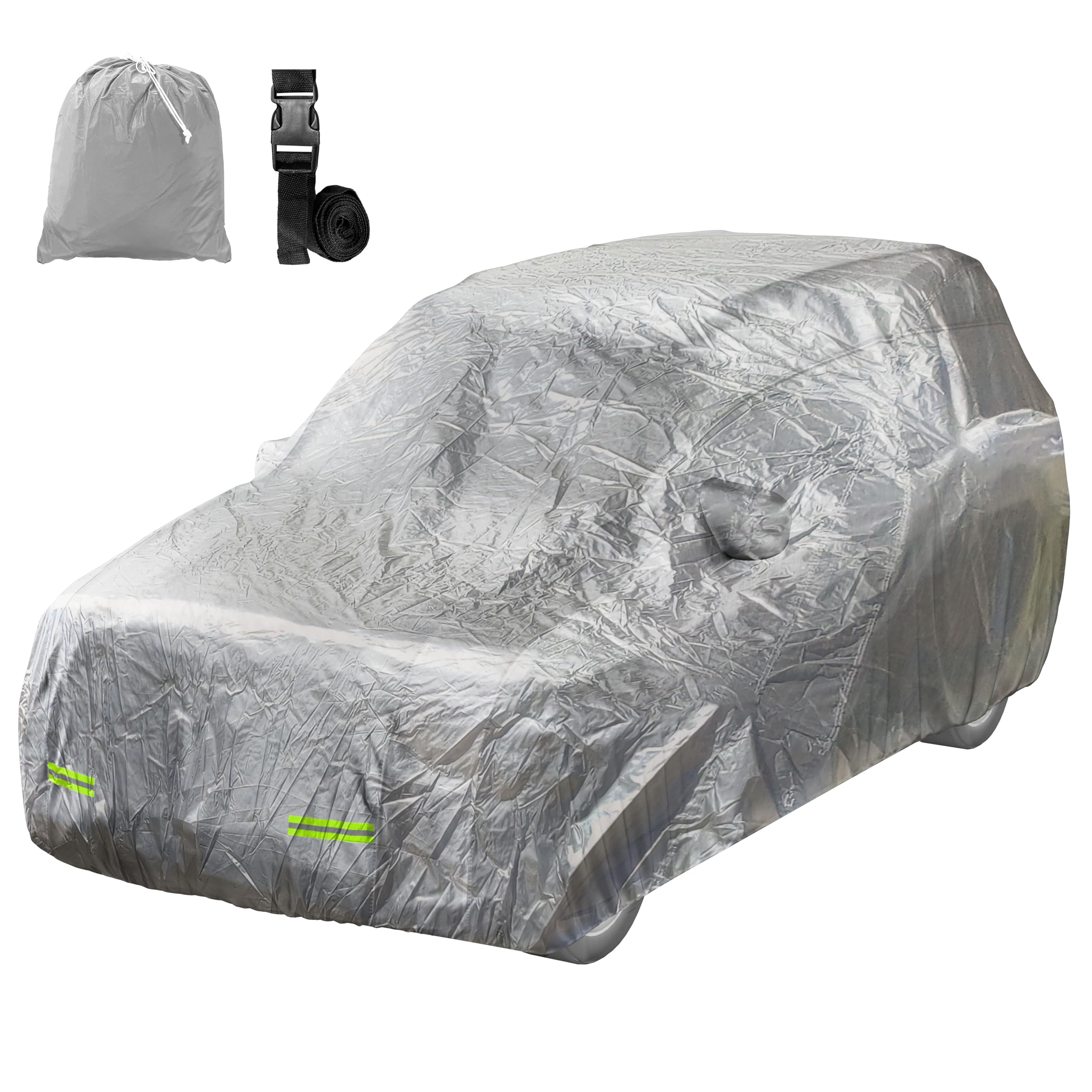 Mockins 182"x74"x68" Small SUV Car Cover | 190T Polyester Indoor & Outdoor Car Covers for Automobiles All Weather Protection from Dust, UV, Light Rain, Snow & Frost | Car Tarp w/Strap & Carry Bag