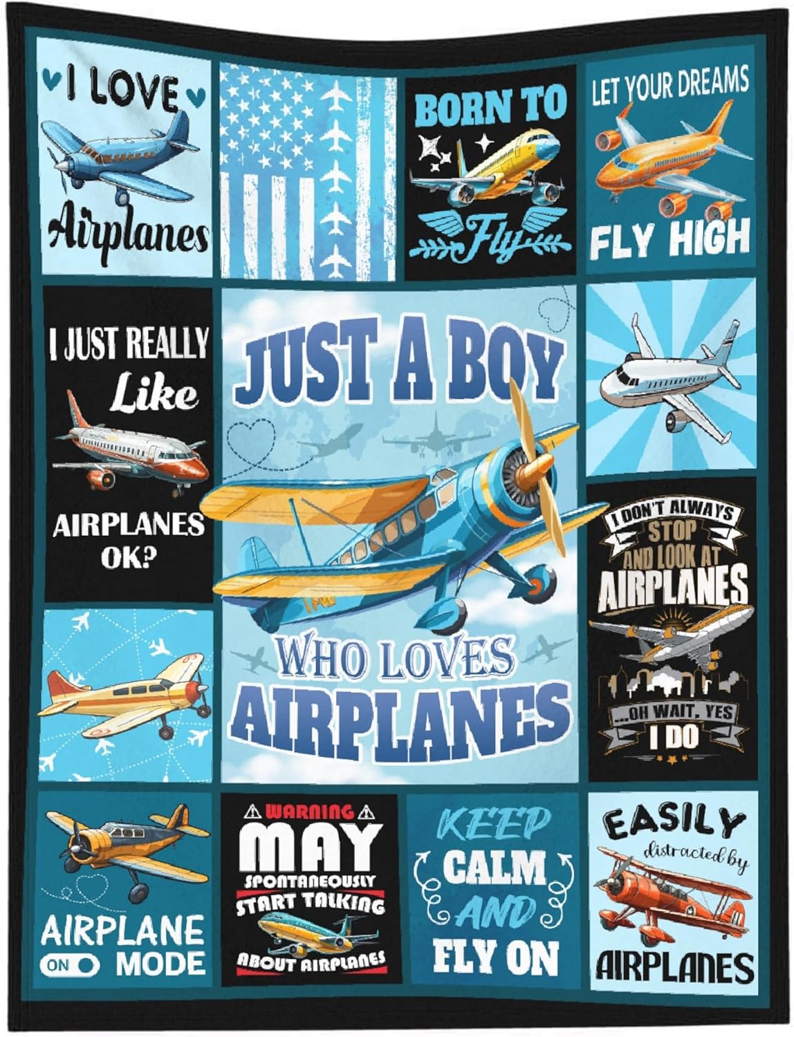 Airplane Blanket for Boys Kids Just A Boy Who Loves Planes Blanket Airplane Gifts for Men Boys Pilots Adults Soft Flannel Throw Plane Quilts for Bed, Sofa, Outdoors 40"x50" for Kids - Image 8