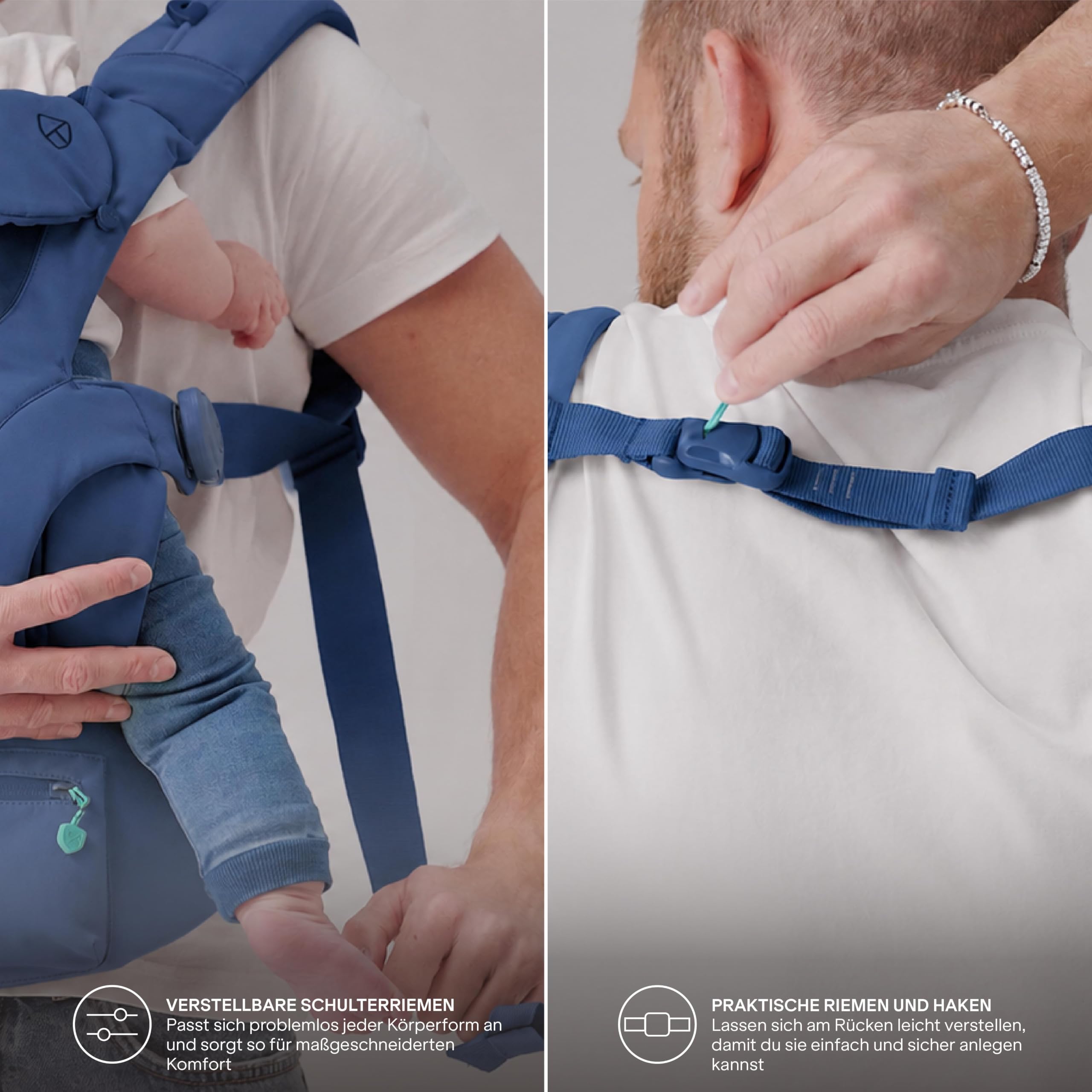 Koala Babycare Babytrage Neugeborene ab Geburt 0–36 Monate (3,2–20,4 kg) – Baby Trage mit Patentiertem Mitwachsendem Sitz in 3 Größen, Verstellbare Kopfstütze, Bauch-, Front- und Rückentrageweise