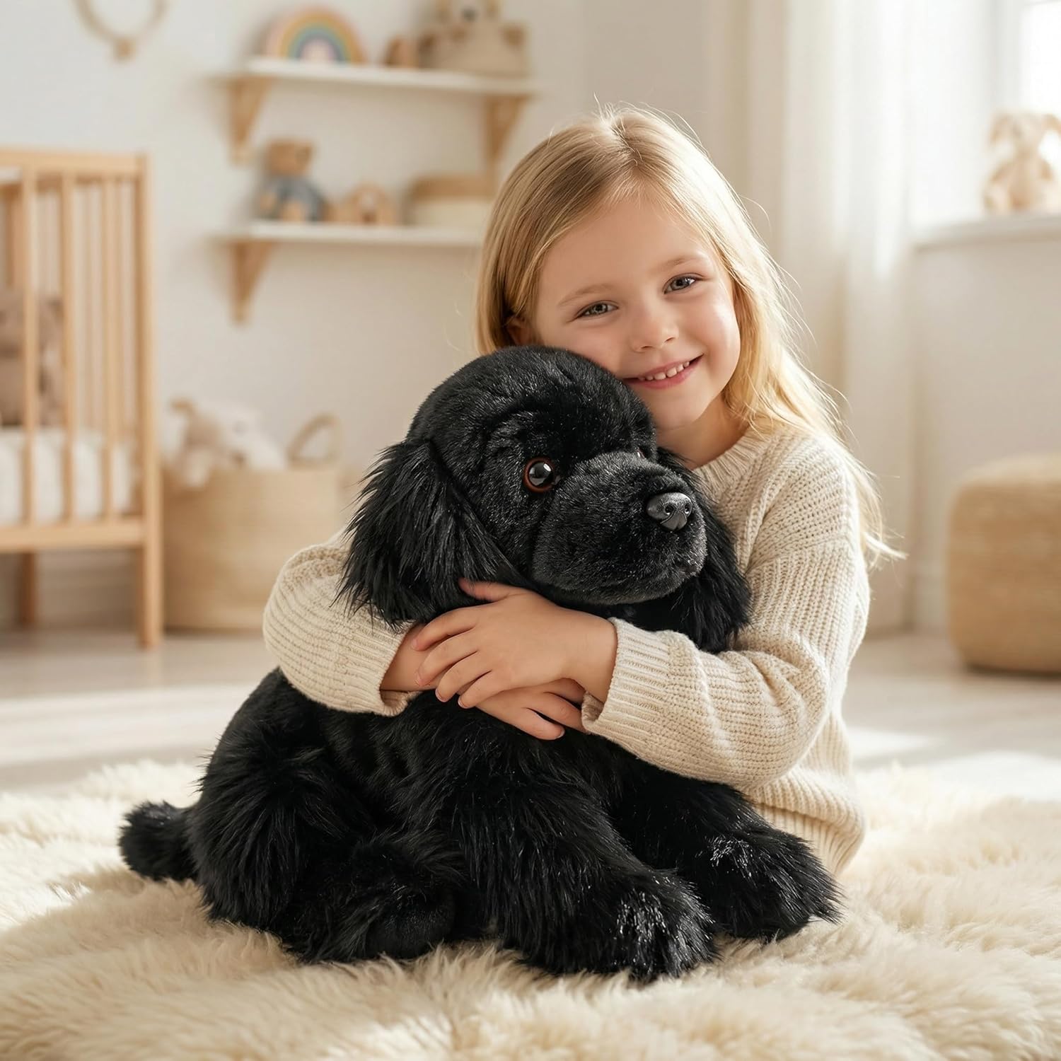 Tiny Heart Cocker Spaniel Stuffed Animal Dog Plush Toys Realistic Stuffed Animal Super Soft Cute Black Dog 10.62inch, Birthday Gifts for Kids Boys and Girls Home Decor