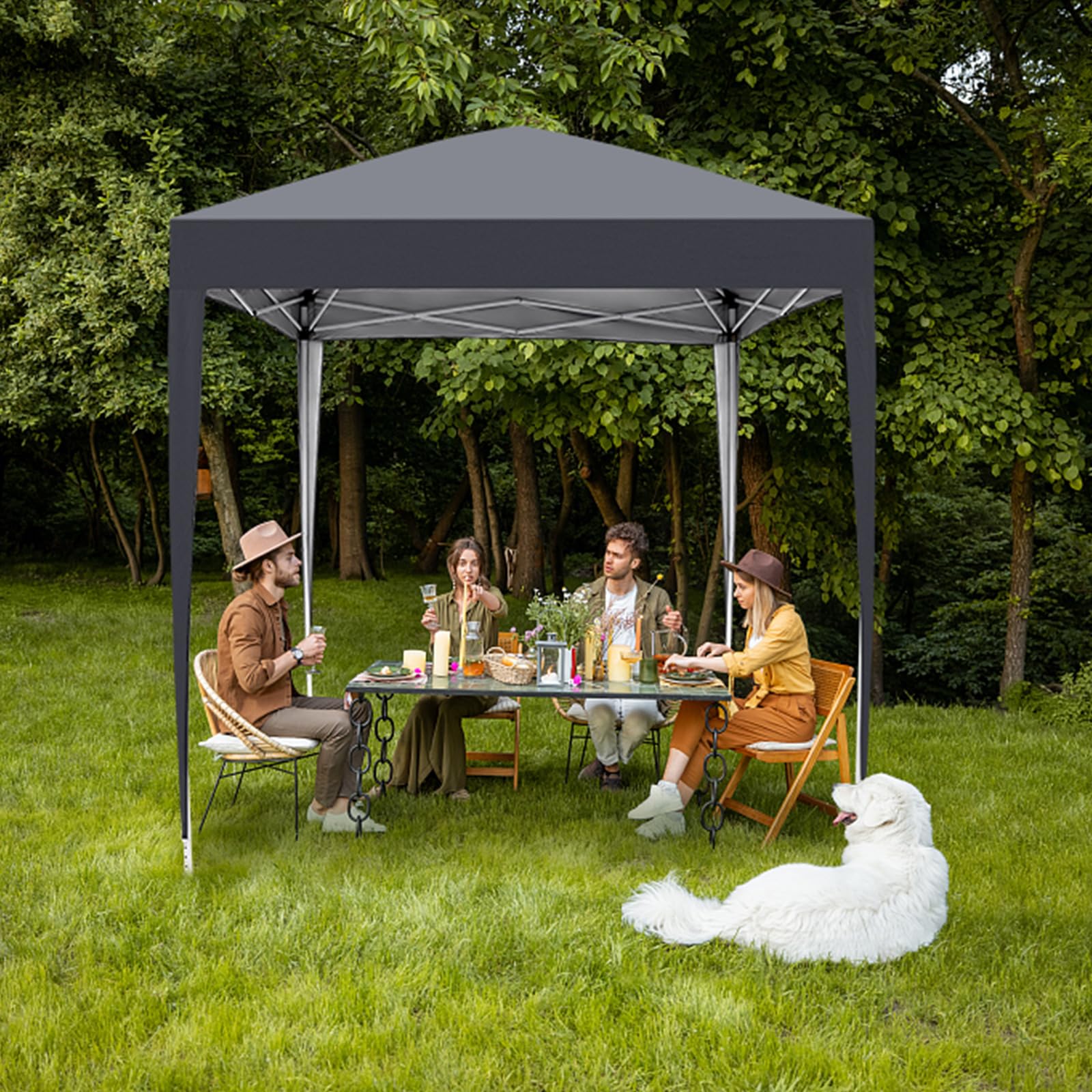 Pavillon 2x2 m,Faltpavillon,Wasserdicht Stabil Winterfest UV Schutz 50+,420D Oxford,Faltbar Höhenverstellbar,Partyzelt,Gartenzelt,Für Garten Camping,Outdoor,Grau,4 Seitenteilen