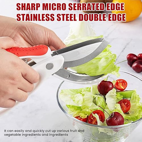 Miniatura 3 de NASHARIA Tijeras de ensalada Tijeras de hierbas Picador de ensalada de cocina resistente Tijeras de ensalada de cocina Multifuncional de doble hoja