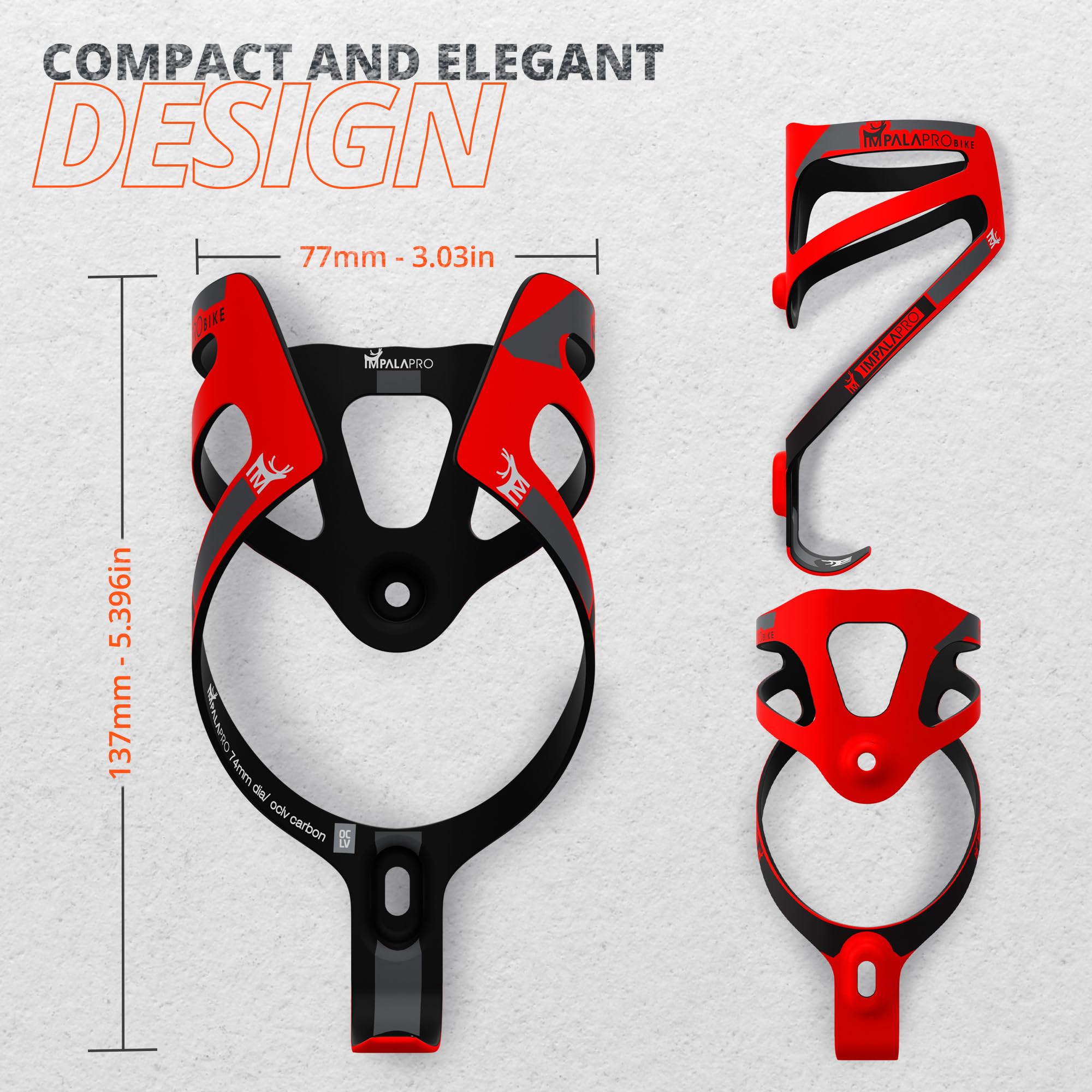 IMPALAPRO Ultralight Full Carbon Bottle Cage 18gr, Bike Bottle Holder, Bike Drinks Holder - Image 3