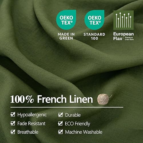 Miniatura 6 de S VICTORY SYMBOL Juego de funda de edredón de lino 100 % puro, tamaño Queen, 3 piezas, lino francés lavado, color liso, suave, transpirable (1 funda