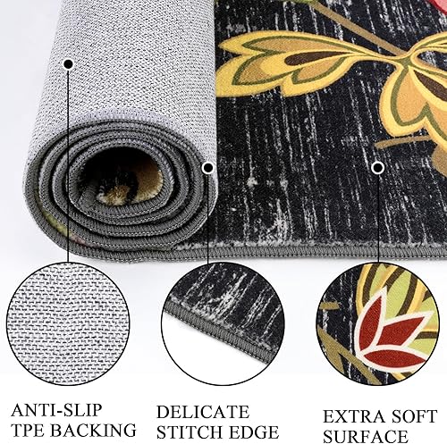 Miniatura 8 de HiiARug Alfombra de pasillo de pasillo, alfombra vintage lanuda floral, 2.5 x 8 pies, lavable, antideslizante, vintage, envejecida, alfombra de