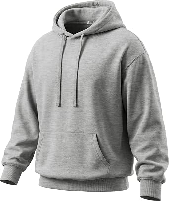 Ohoo Men's Loose Fit Pullover Hoodies Midweight Soft French Terry Hooded Sweatshirt with Long Sleeve
