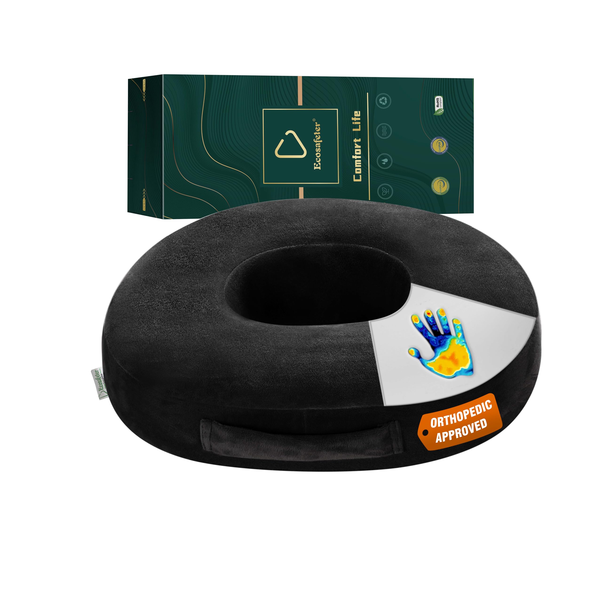 Ecosafeter Donut Hämorrhoiden Sitzkissen-Kissen für Bürostuhl, Einfach und praktisch, Ergonomisches Steißbeinkissen, für Schwangerschaft, Postnatal, Ischias, Steißbein