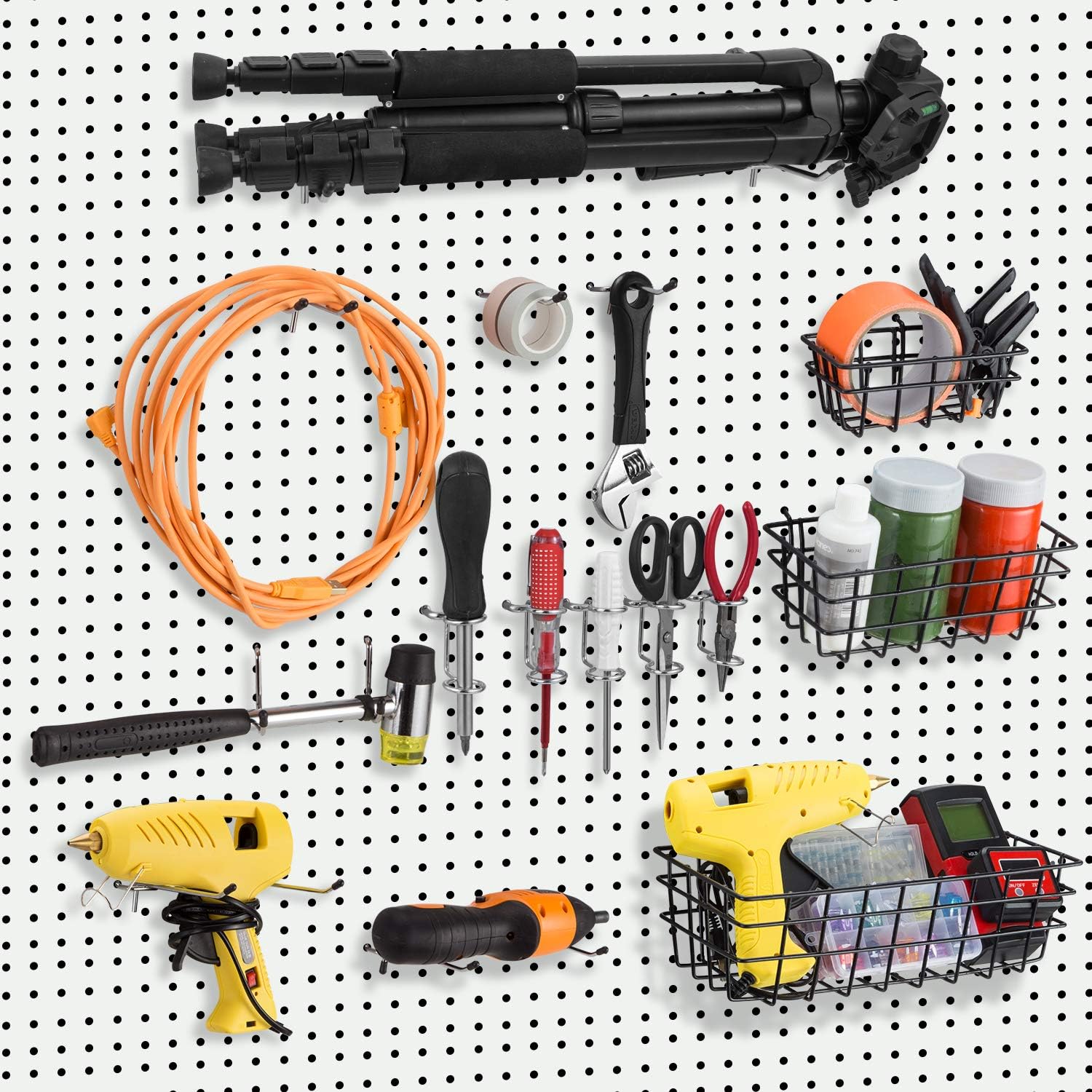 eletecpro 84PCS Pegboard Hooks Assortment 1/4 Inch with Pegboard Bins,Peg Board Attachments & Pegboard Basket Set for Tools,Peg Board Hook Organization Accessories Set