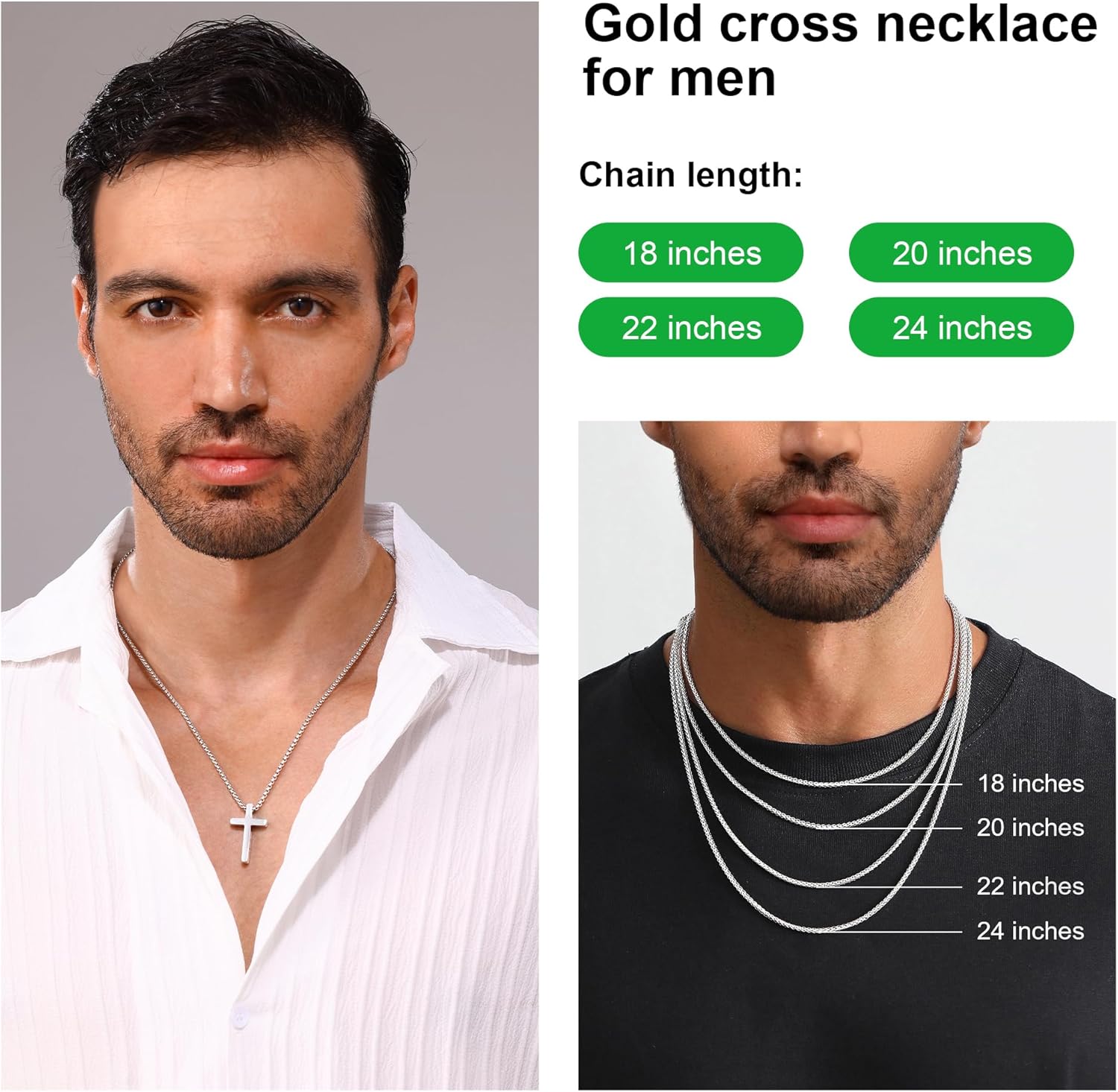 Monily Birthday Gifts for Dad Cross Necklace for Men Silver/Gold Stainless Steel Cross Chain Pendant Necklace for Mens Father's day gifts - Image 2