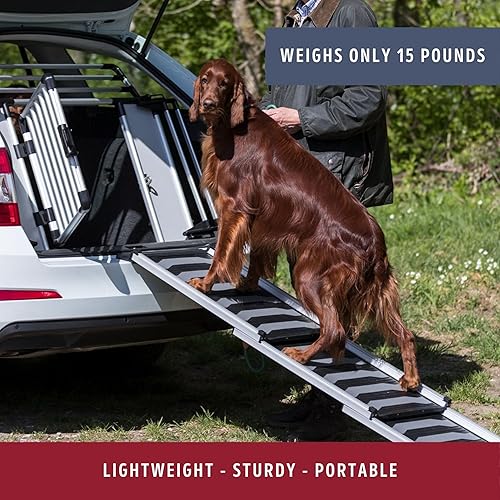 Miniatura 6 de Trixie Rampa telescópica para perros fabricada en aluminio ligero - Rampa para mascotas para coches grandes y SUV - Fácilmente ajustable