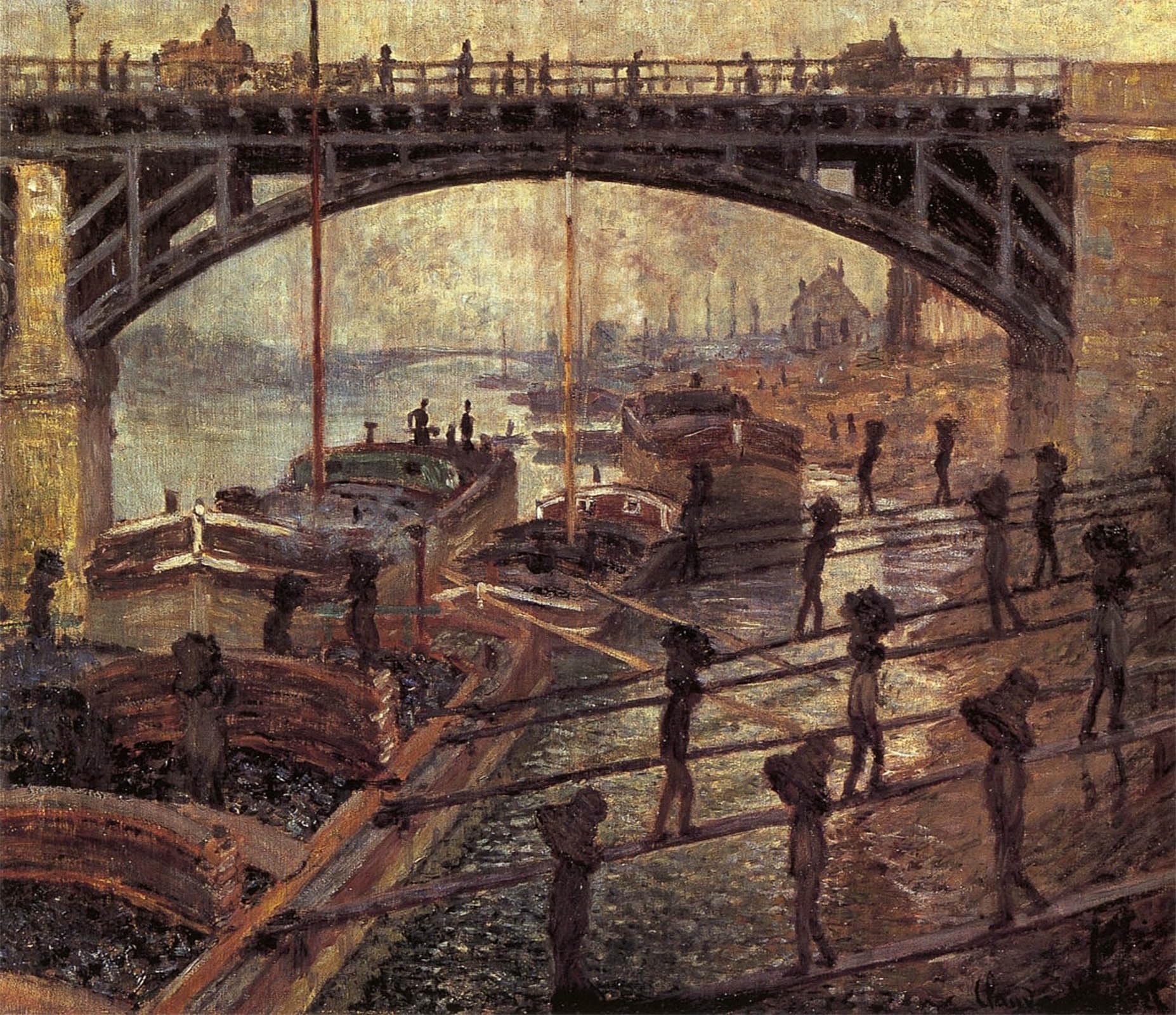 ARTXLXXBN Famous Painting Canvas Artwork Graffiti Print the Unloaders Coal by Claude Monet Portrait Canvas Image for Home Decor 60x90cm