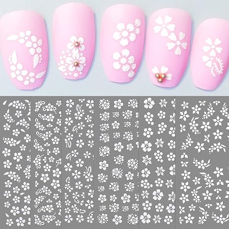 Amazon.com: Flower Nail Decal Stickers for Nail Art Decorations and Nail Designs White Flowers ...