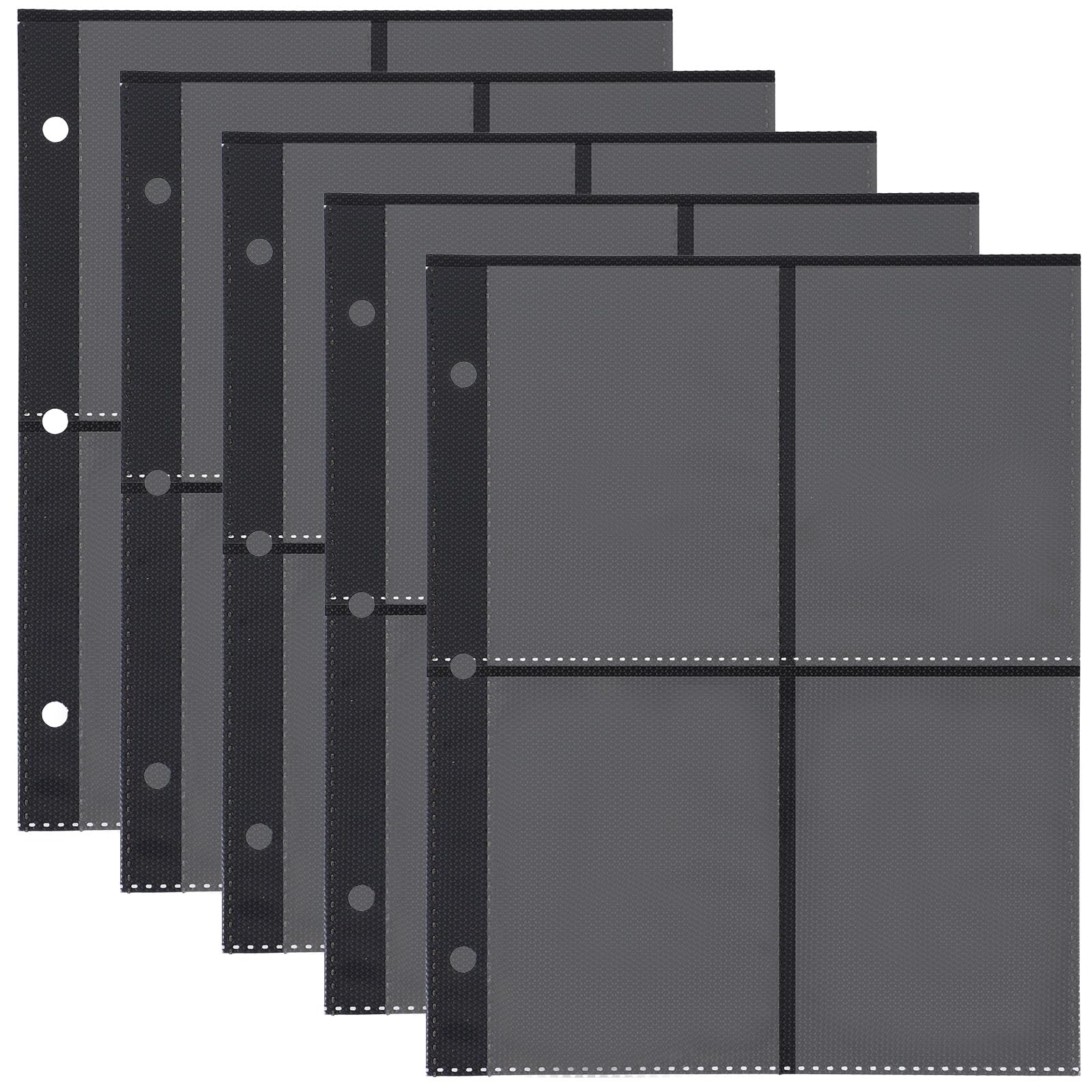 25 Pack 200 Pockets Card Sheets for Binder, PVC Binder Card Sleeves Black Background Trading Card Binder Sleeves Baseball Cards Protectors for Game Cards Photocard