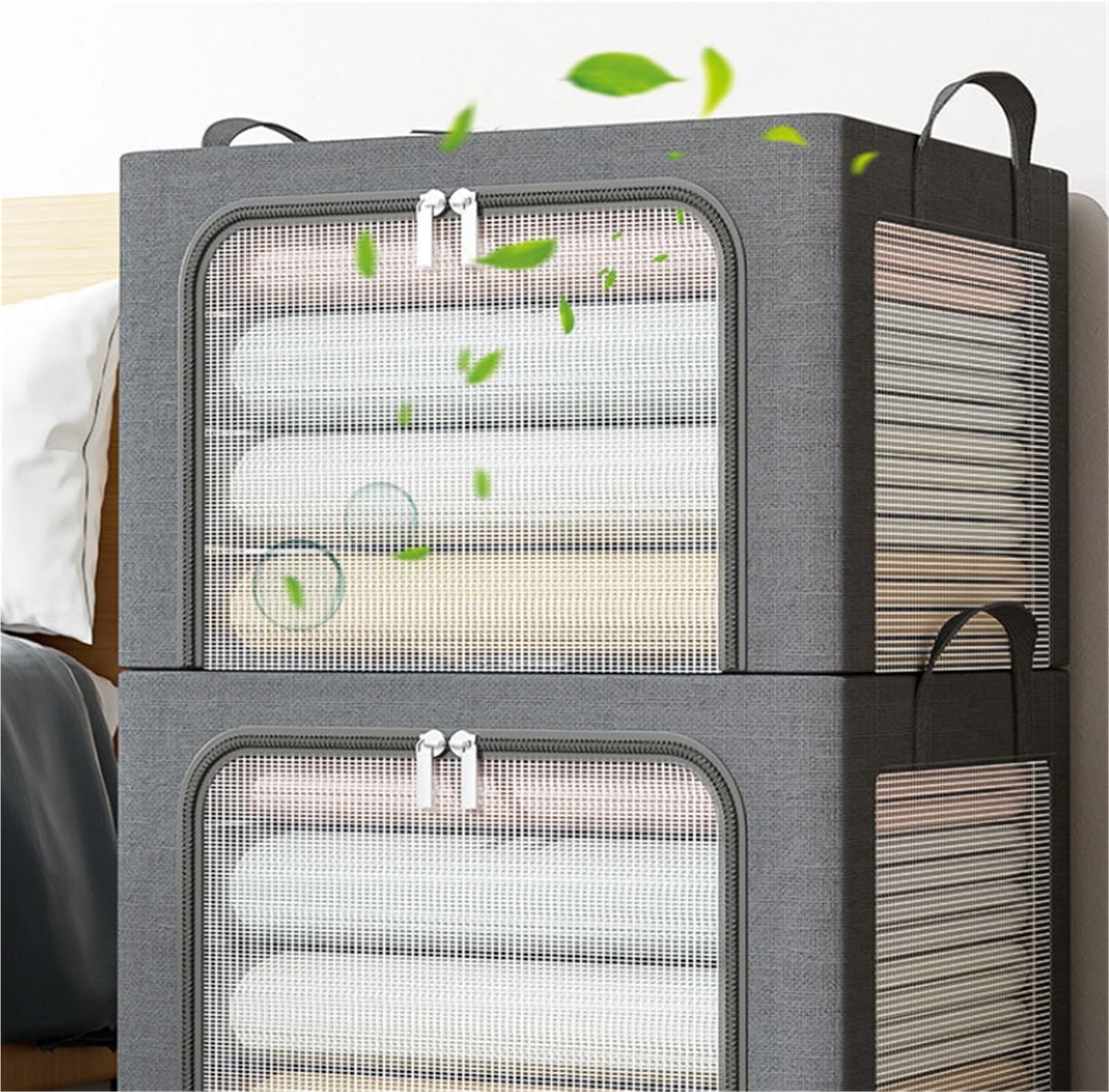 Bolsas Almacenaje Ropa La Caja De Almacenamiento Transparente Se Puede Plegar For Guardar Ropa Y Ropa De Cama. Organizador Armario para Edredones(Blue,60 * 45 * 40cm)