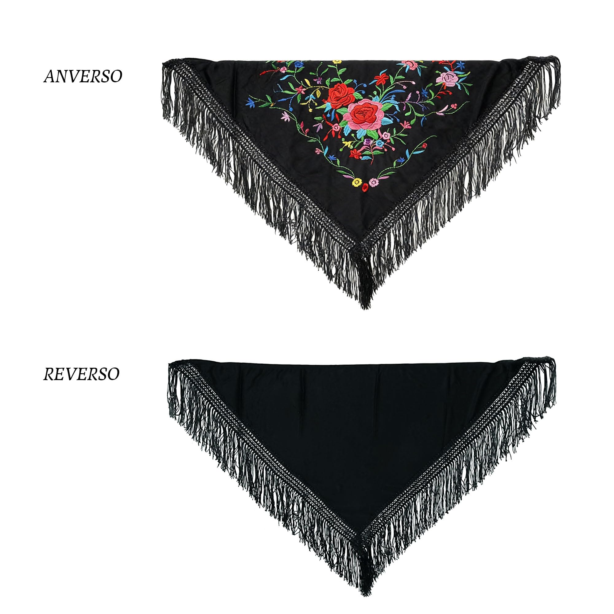 Wildarms Mantón de Sevillana Bordado con Flecos para Flamenco Feria Disfraz Baile Tradicional Mujer — view 7