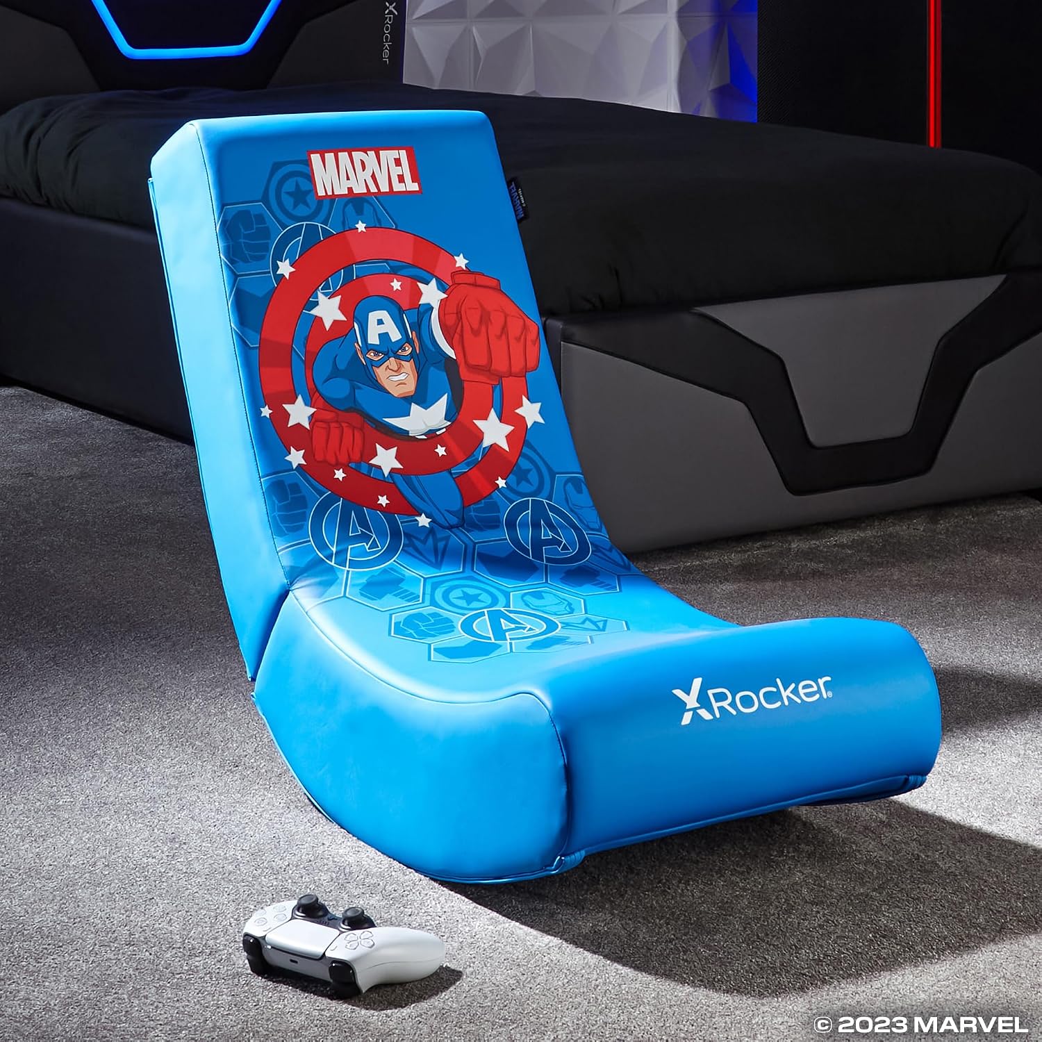 X rocker marvel captain america | zložljiv gaming bodensessel | modra | za otroke in mladino | gaming stol