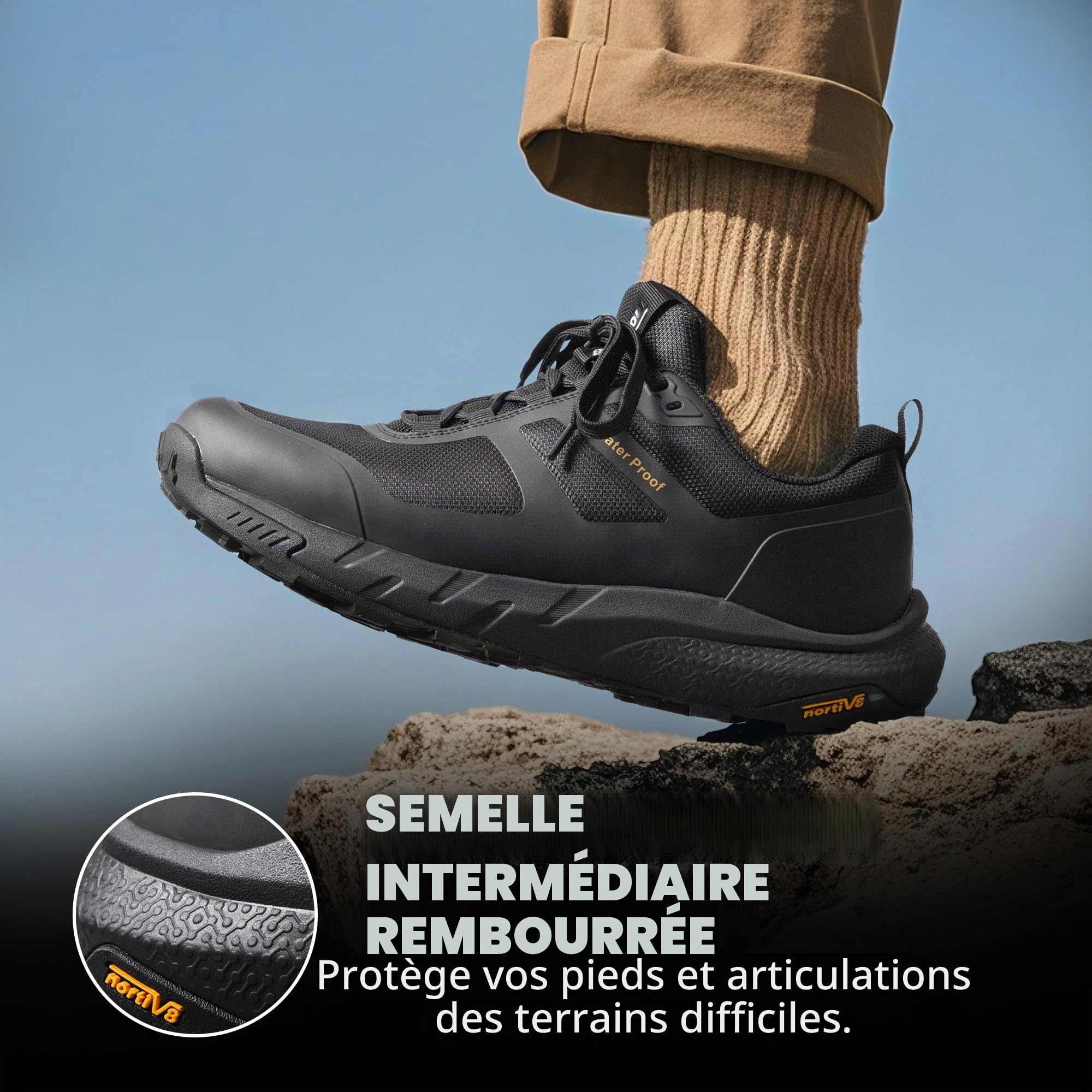 NORTIV 8 Hommes Chaussures de Randonnée Imperméables | Chaussure Marche Pour Baskets Elégantes optimales pour Le Camping Entraînement en Plein air