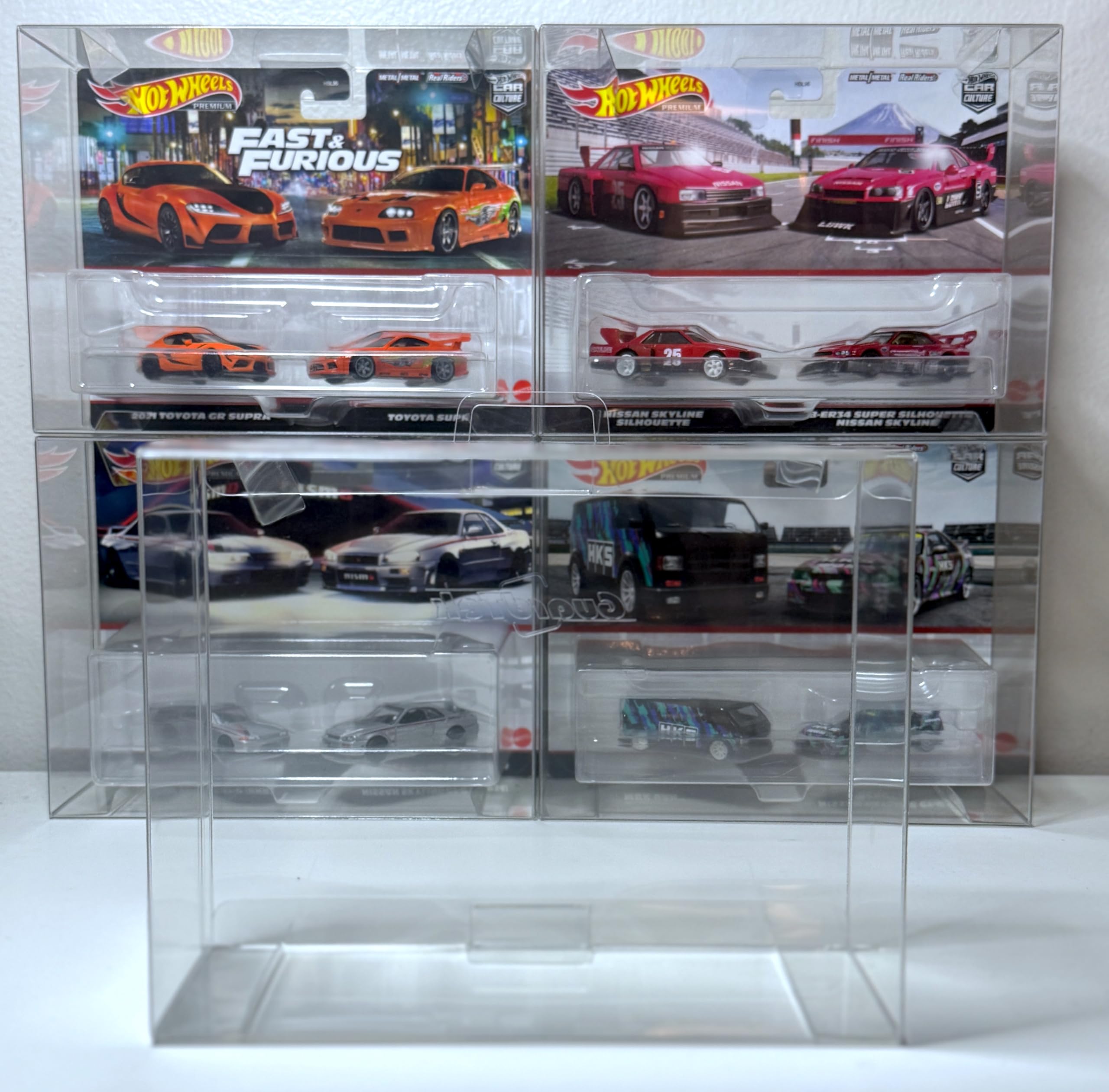 GuardTek Protector Case for Hot Wheels 2 Car Culture Premium Pack - 5 Pieces, Clear/Transparent