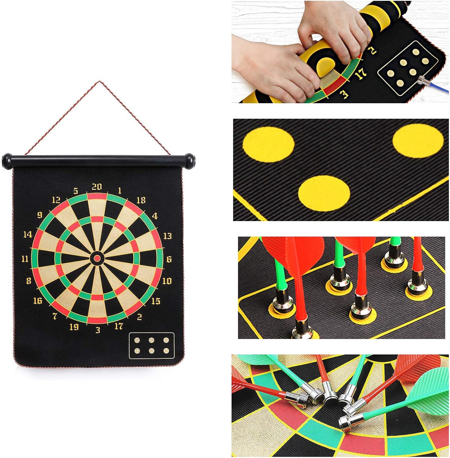 Nlager Double Sided Magnetic Dart Board, Indoor Outdoor Safety Dartboard Game Toys Gifts for 5 6 7 8 9 10 11 12 13 Year Old Boy, (4 Each in Red, Yellow, Green & Blue) : Sports & Outdoors
