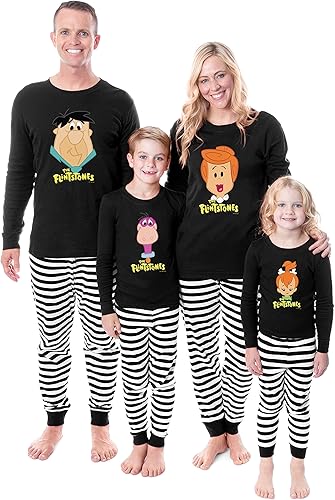 INTIMO The Flintstones 1985 Characters Tight Fit Cotton Matching Family Pajama Set(Adult- Fred Flintstone,X-Large,Men)