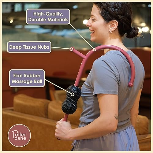 Miniatura 3 de Masajeador de bastón de rodillo  Rodillo de masaje 2 en 1 y caña de punto gatillo  Bola de goma para tejido profundo, liberación miofascial y