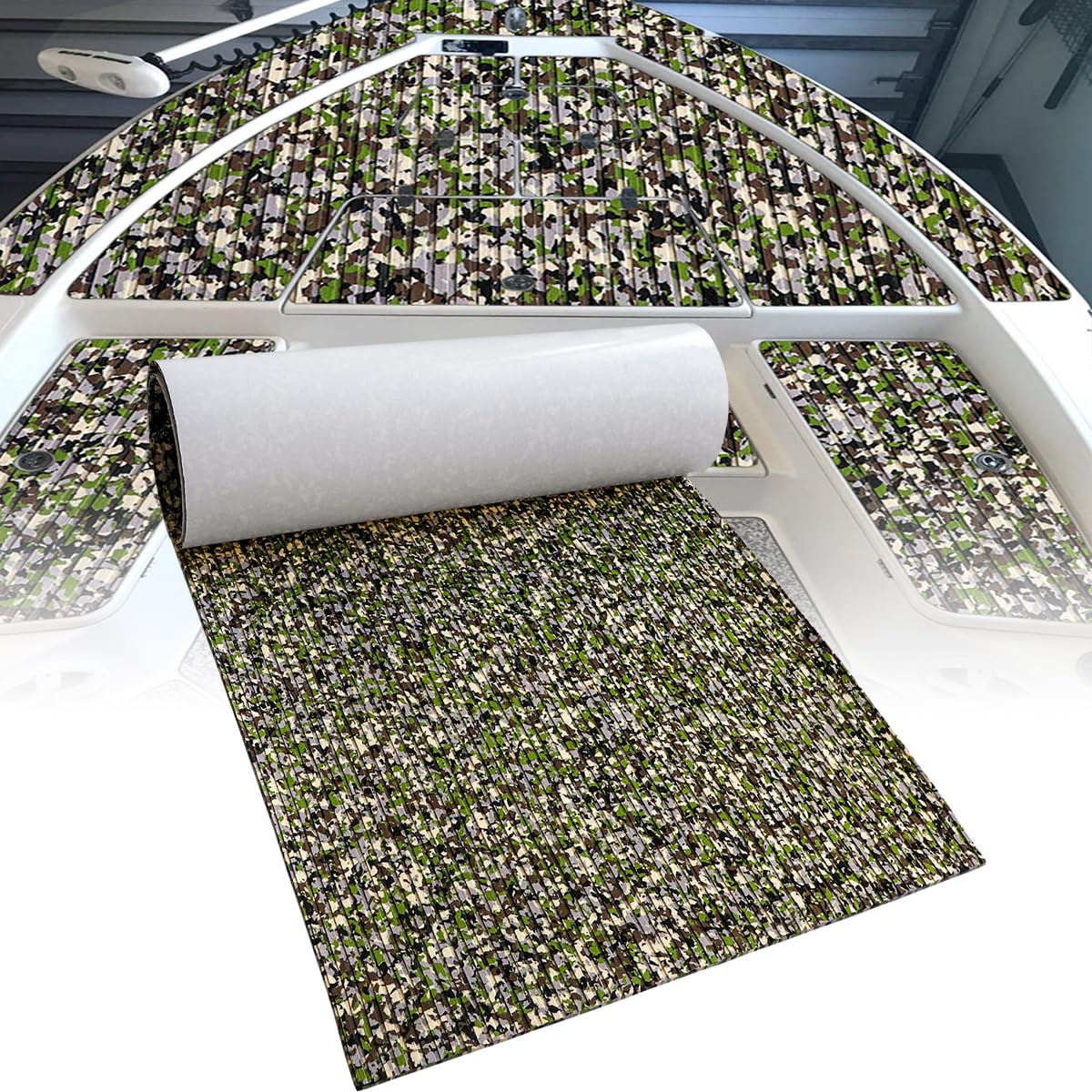 HZCHIONE EVA Foam Boat Flooring Jungle Camo 240x115cm Boat Decking Foam Non-Slip Boat Mat Self-Adhesive Foam Boat Deck Flooring Carpet Mat Rolls for Kayak Deck Boat Yacht Flooring Motorboat
