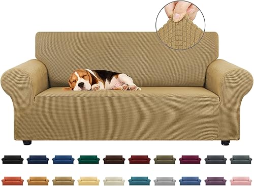 Miniatura 85 de KEKUOU - Funda elástica para sofá de 3 plazas (de 79 a 94 pulgadas), protector de muebles de 3 asientos con parte inferior elástica para niños o