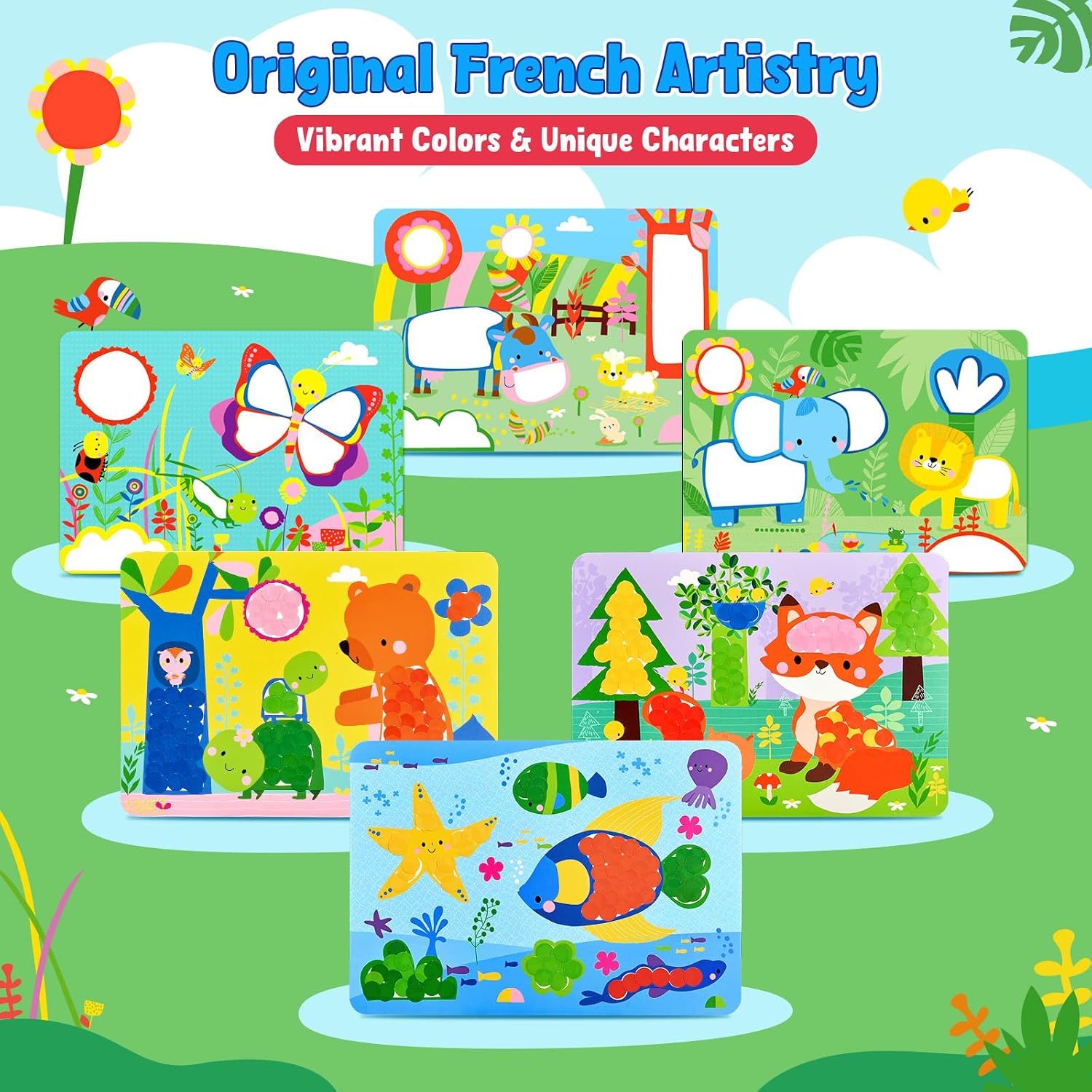 JoyCat 12 Pack Dot Art Craft Kits for Kids Party Favors, Mess-Free Dot Sticker Activity Set with 2400+ Stickers & Goodie Bags, Classroom Prizes, Treasure Box Toys, Goodie Bag Stuffers Ages 3-8