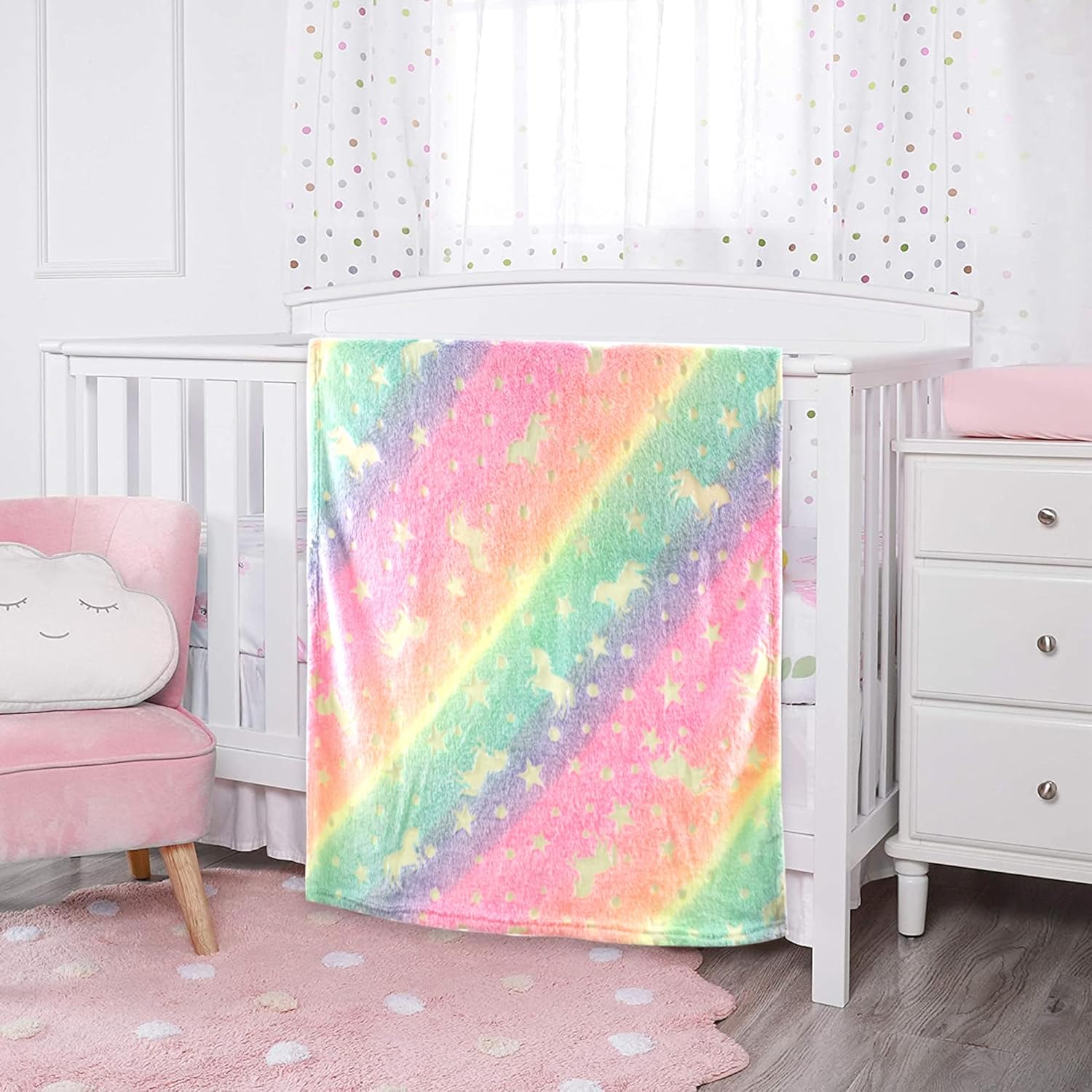 Softan Kids Unicorns Throw Blanket Glow in The Dark, Kids Blanket Gifts for Girls & Boys, Soft Cozy Flannel Luminous Unicorns Blanket for Sofa Couch Bed, Christmas Birthday Gift, 30x40IN - Image 5