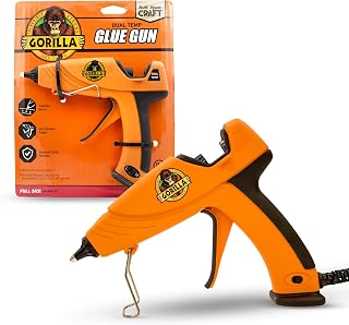 Gorilla Dual Temp Full Size Hot Glue Gun - Precision Nozzle, Easy Squeeze Trigger, Safety Features for Crafts, DIY, Repairs