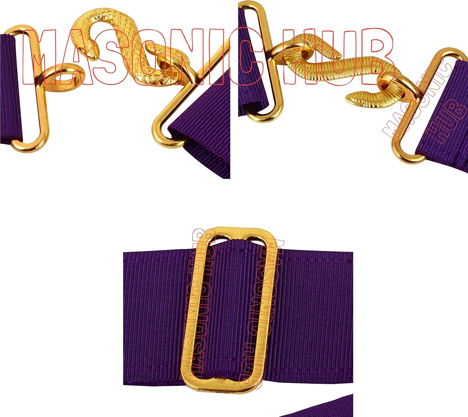 Masonichub Masonic Council RSM Royal & Select Master Mason Apron For RSM Member 100% Lambskin Leather Hand Embroidered with Purple Polyester Grosgrain Ribbon Border