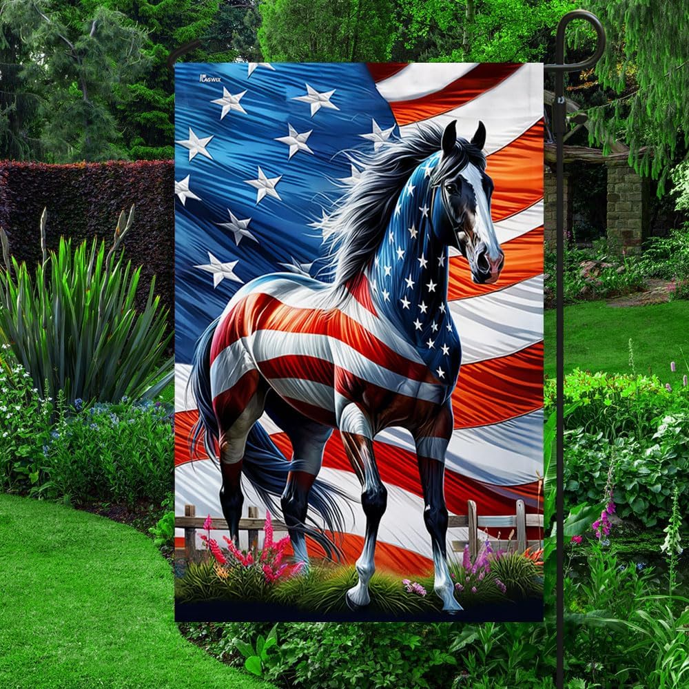 FLAGWIX American Flag - Horse Patriotic American Flag MLN2926F, House Flag (29.5" x 39.5") - USA Flags Premium Polyester - Decorative Indoor Outdoor Flag - Image 3