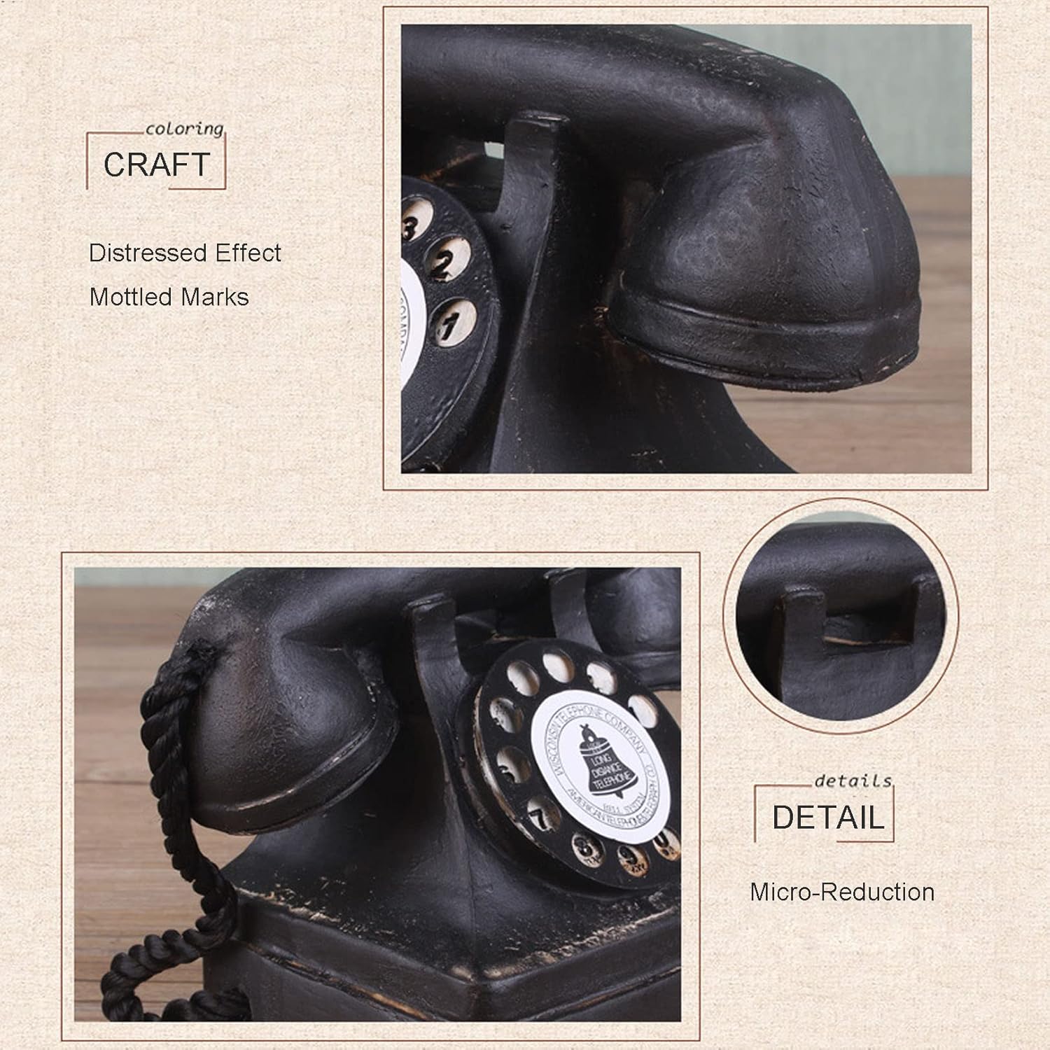 Retro Telephone European Style Retro Fixed Telephone Rotary Dial Creative Art Decorative Telephones, Christmas Decoration