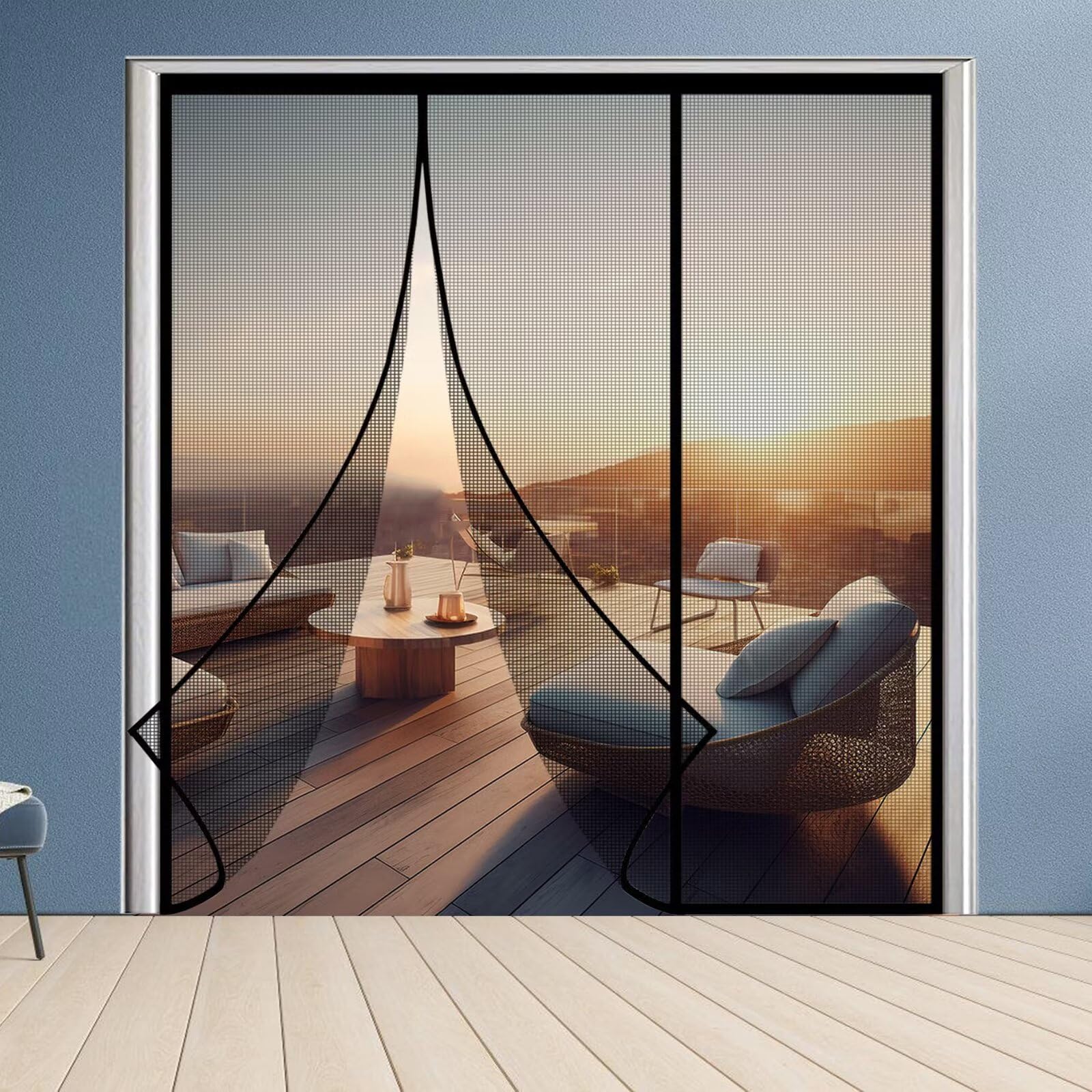 Insektenschutzgitter Schlafzimmer Türen 215x255cm Magnetischer Fliegenvorhang Moskitonetz, Auto geschlossen, faltbar, für Türen/Patio Schwarz