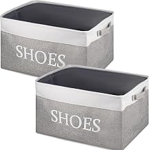 CIEOVO 2 Pack Storage Basket for Shoe Organizer Flodable Space-Saving Storage Bin Decorative Basket Shoe Storage Bin Organizer for Hallway Entryway Home Decor Living Room