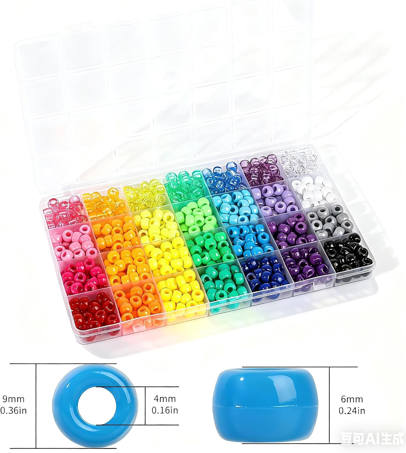 28 Colors Pony Beads Kit for Bracelets, 700PCS 6x9mm Plastic Kandi Beads Bulk for Jewelry Making - Image 2