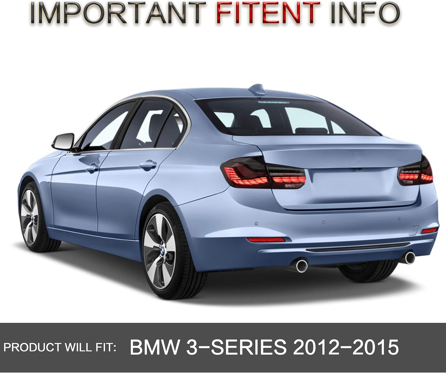 VLAND Tail lights Assembly Fit for for BMW F30 F35 (320i 328i 335i M3) 2013-2018, with Sequential Turn Signal, Reverse Lights, LED DRL light, Plug-and-play, smoked