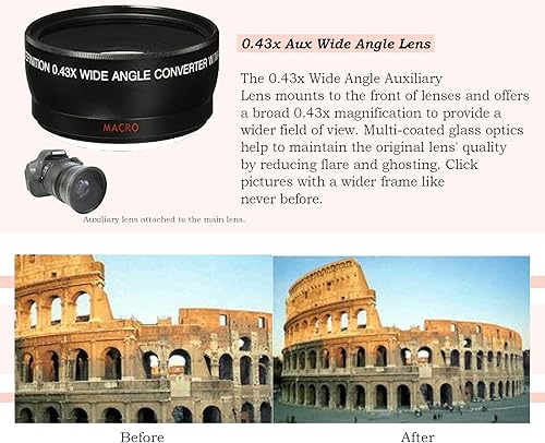 Miniatura 6 de Kit de accesorios de 17 piezas de 2.283 in para Canon EOS Rebel T6, T5, T3, 1300D, 1200D, 1100D DSLR con batería reemplazable LP-E10, flash LED