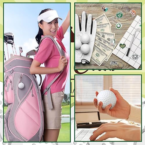 Miniatura 4 de Juego de 98 piezas de regalos de fiesta de golf, incluye llavero de pelota de golf, bolígrafo, suministros de fiesta deportiva, bolsas con asas,