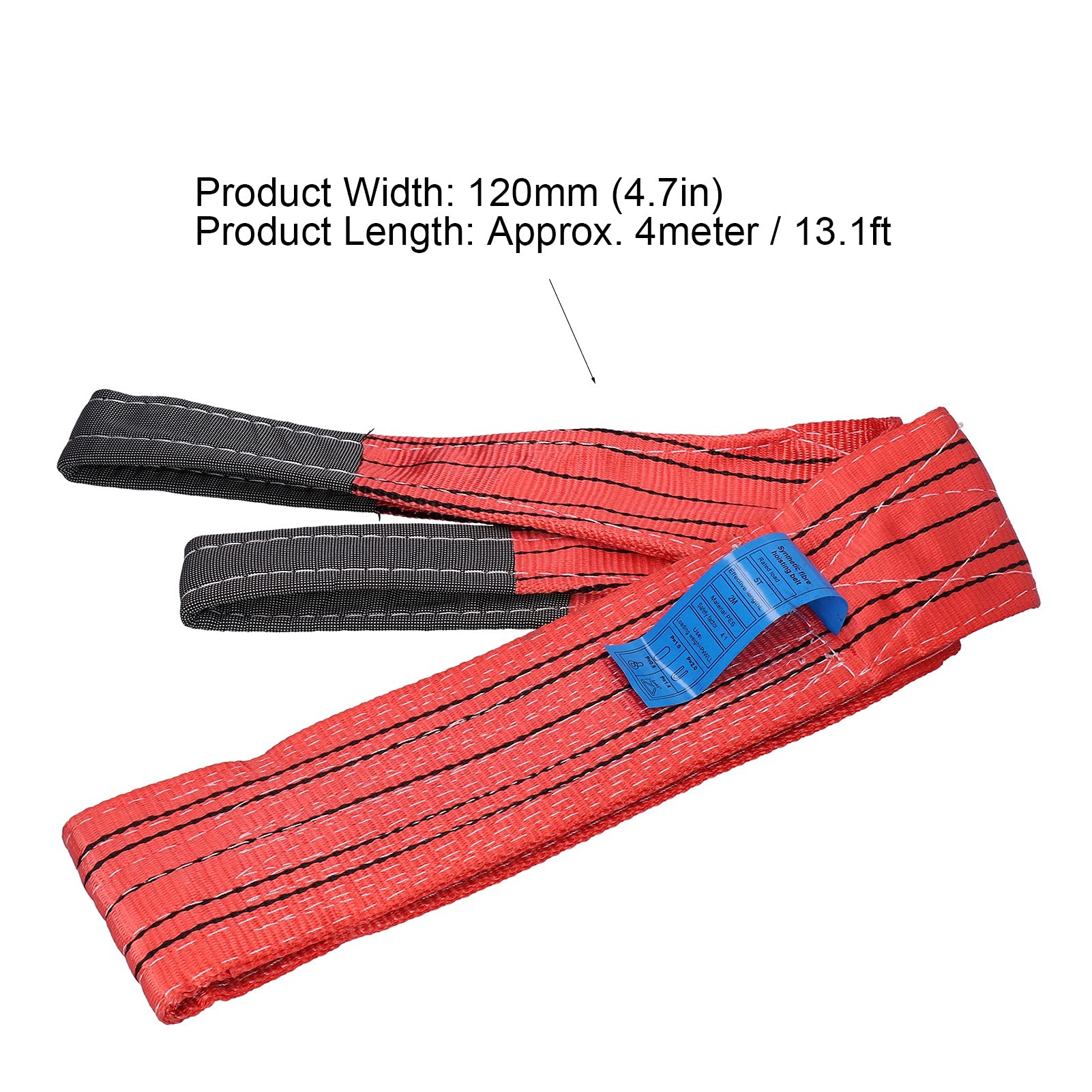 Sangle De Levage 5T, Lestée et Plate, Largeur 120mm Rouge – Résistance Élevée, Matériau PES Durable, Usage Industriel Polyvalent (hum (13,12 pieds))