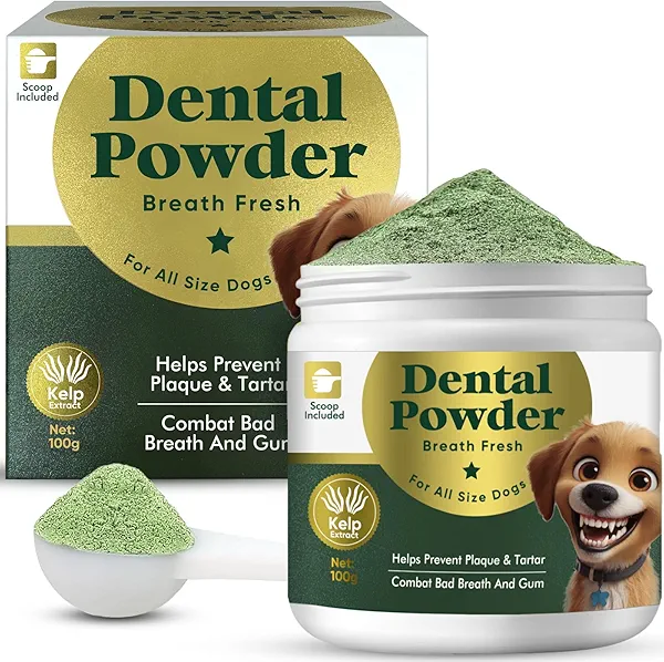 Dog Teeth Cleaning Powder, Natural Dental Powder, Freshens Breath, 3.53Oz
