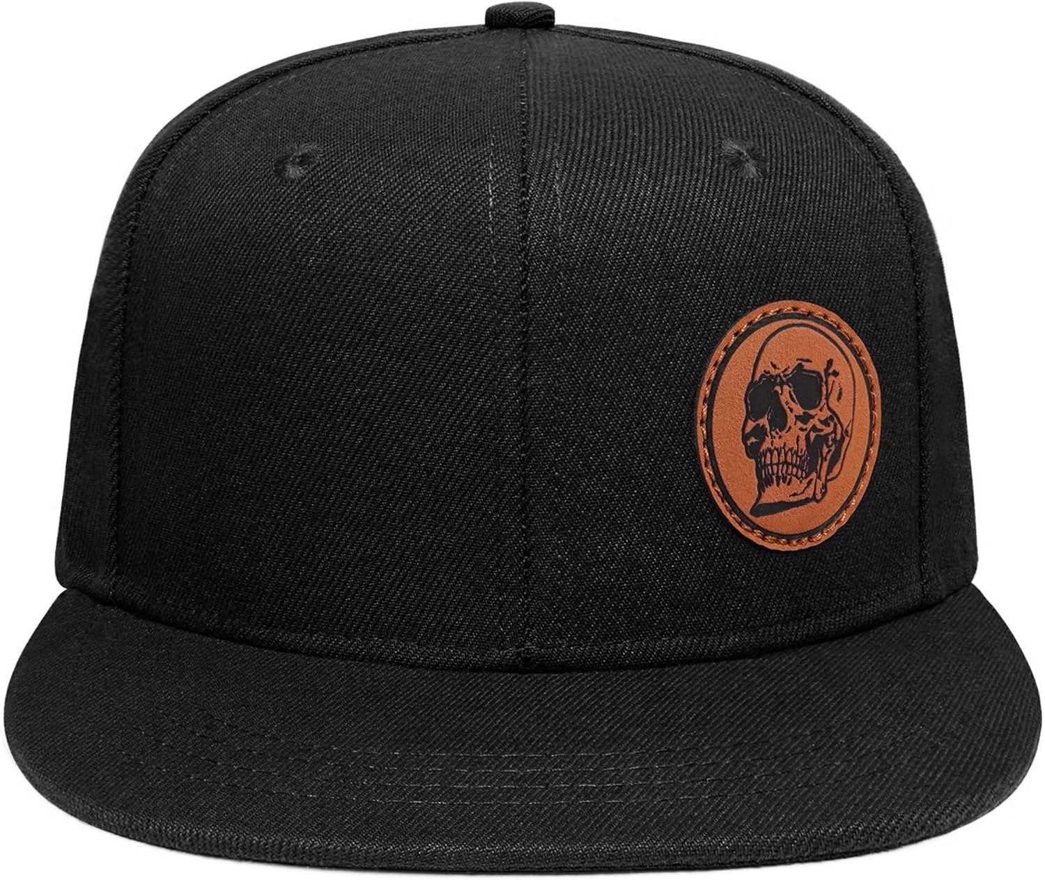 Flat Brim Hats for Men - Gothic Style Skull Hat Leather Pattern - Hip-Hop Snapback Hat Skeleton Hats for Men - Image 2