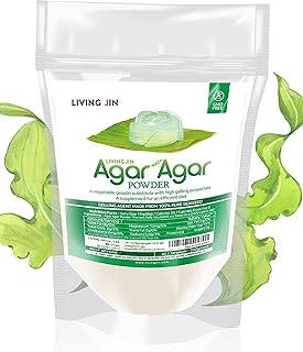 Agar Agar Powder (4oz), Unflavored Pure Vegan Gelling Agent by LIVING JIN, Certified Kosher, Halal, Non-GMO, Gluten-Free, ...