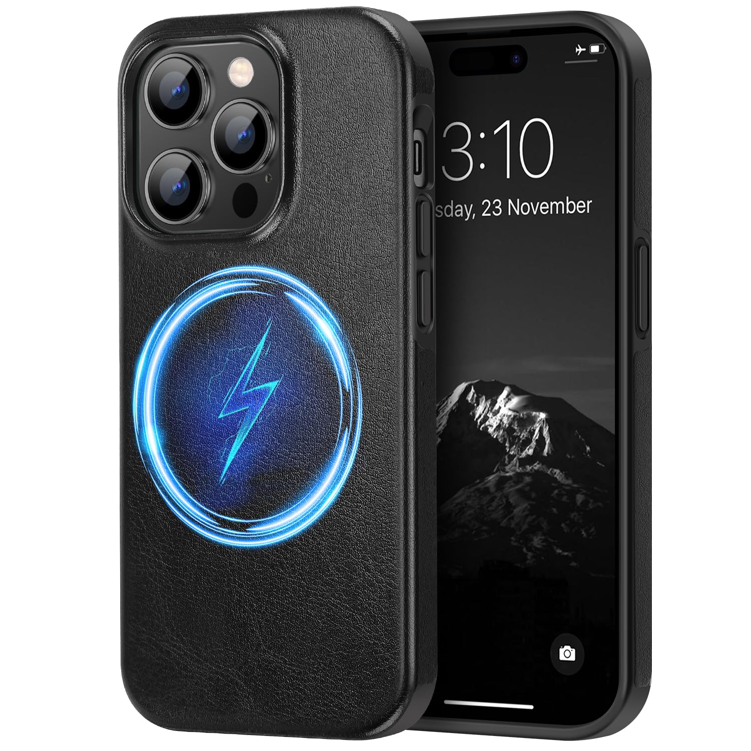 TENDLIN Magnetic Case Compatible with iPhone 14 Pro Max Case Premium Leather TPU Hybrid Case (Compatible with MagSafe) Black