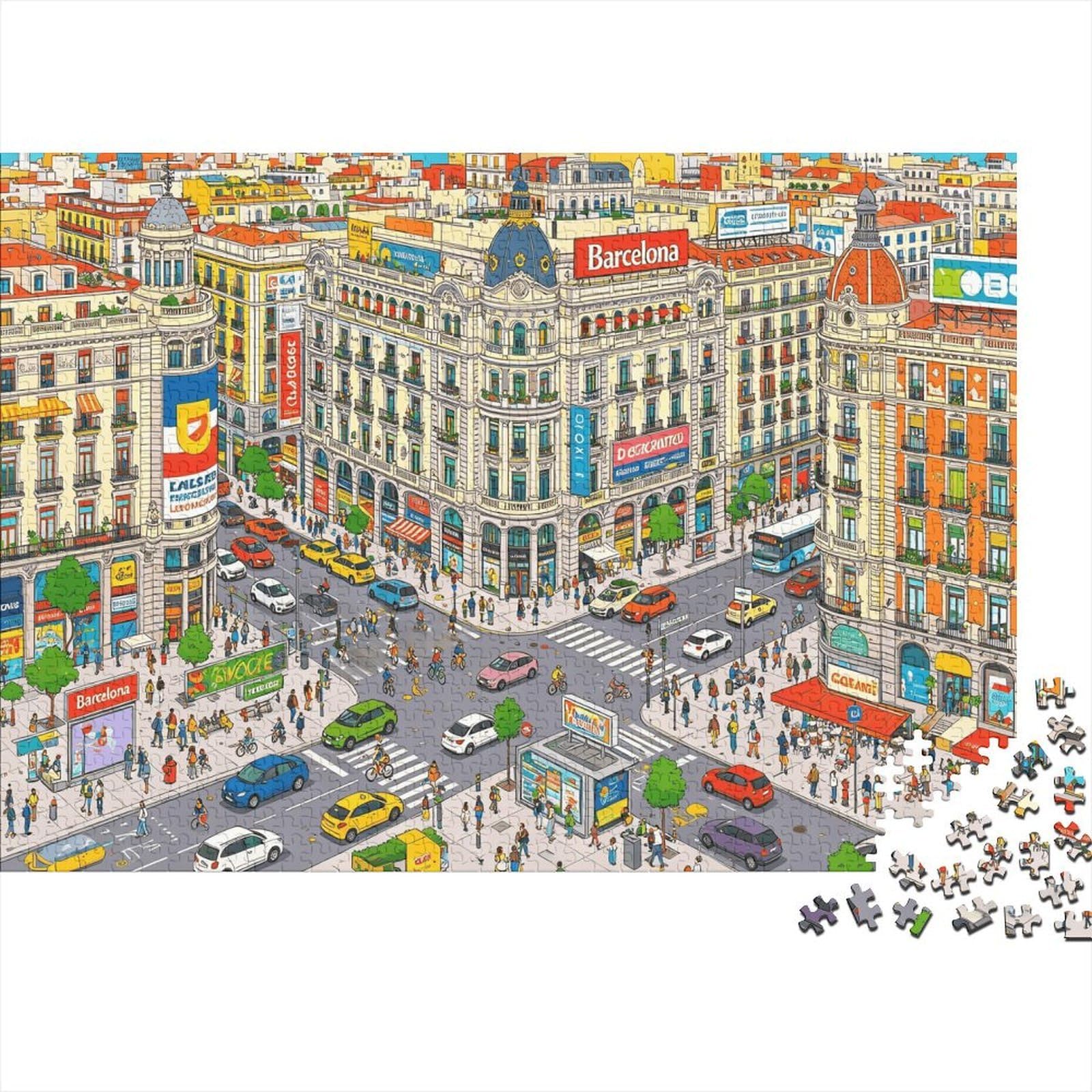 Paris City Scene Jigsaw Puzzles 1000Pc Recyclable Material Busy Streets Senior Puzzles Impossible Hard Difficult Challenging Educational Game for Men 38x26cm/1000pcs