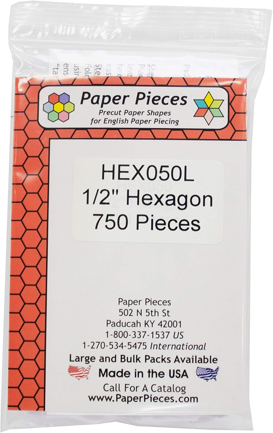 Paper Pieces Hexagon Pack 1/2in 750pc, None