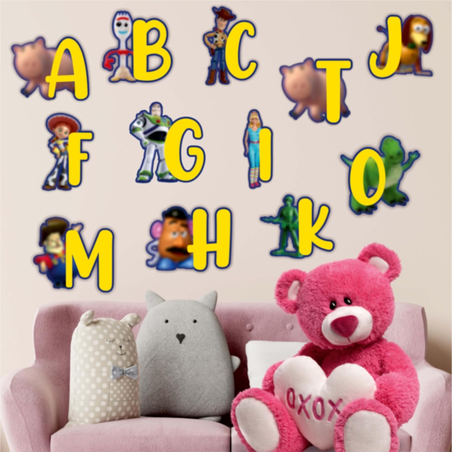 Toy Stry Alphabet A–Z Wall Sticker for Room – ABC Letter Stickers with Cartoon Characters – Themed Wall Decals – Alphabet Decoration for Bedroom, Wall Decor - Image 5